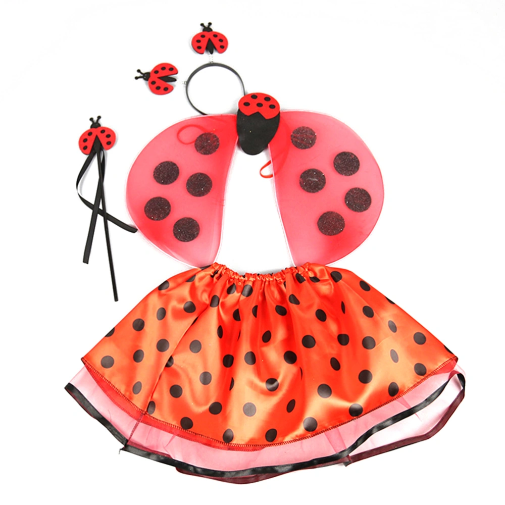 Girls Kids Ladybird Ladybug Fancy Dress Costume with Wings