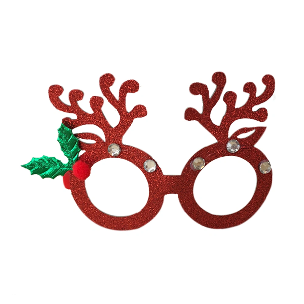 Christmas Glitter Eyeglasses Frame Xmas Photo Prop for Party Decor (Red)