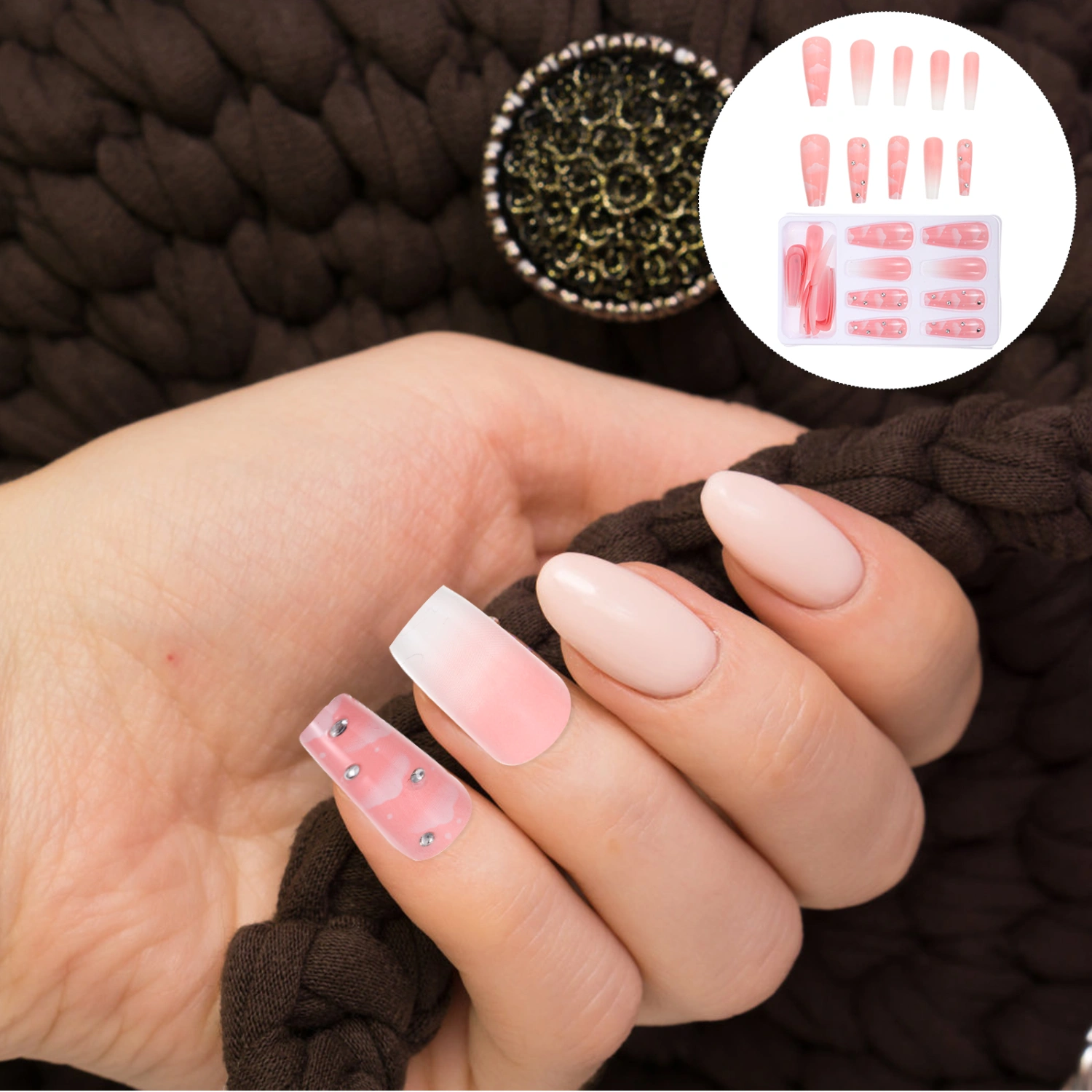 24Pcs Press on Nails Fake Nail Tips Manicure False Nail Ballet False Nail Tips