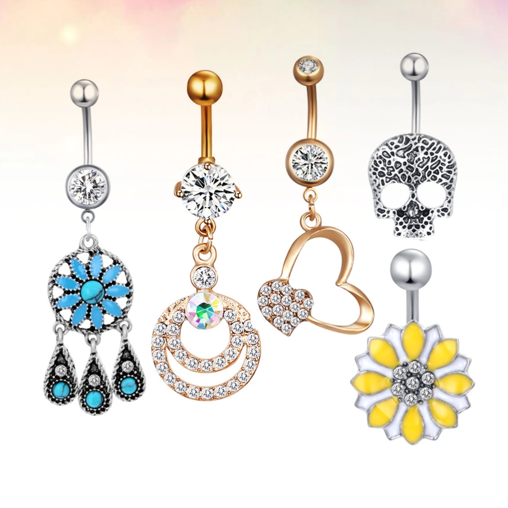 5pcs Sexy Bananabell Belly Rings Decorative Belly Piercing Barbells Body Jewelry for Girls Women