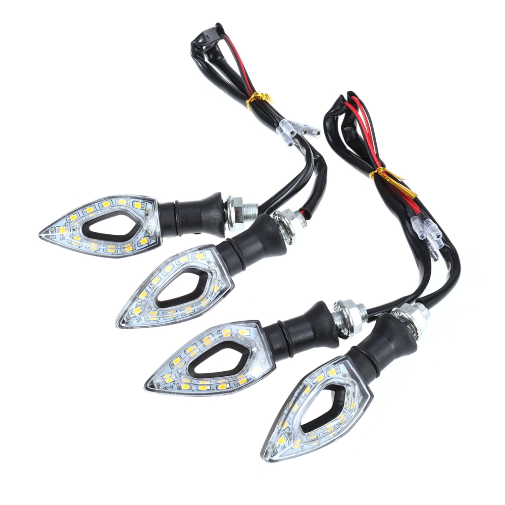 2 Pairs of Waterproof 12V Motorcycle Motorbike 11 LEDs Turn Signal Lights Indicator Lamps (Yellow Light)