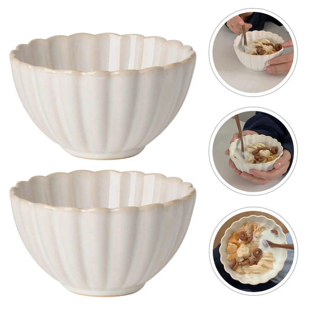 2Pcs Household Dessert Bowls Multi-function Dinner Bowls Convenient Breakfast Bowls