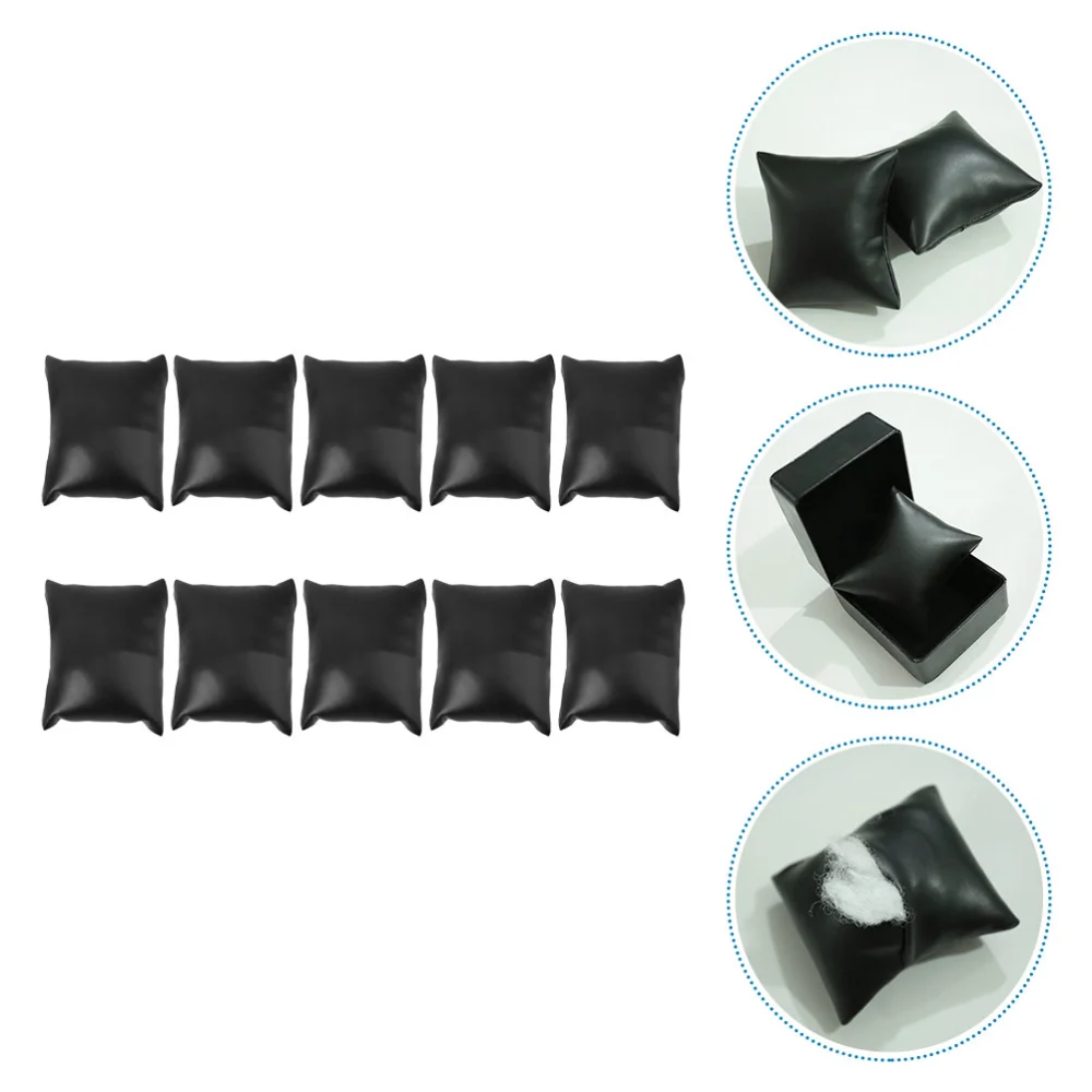 10pcs Supple Watch Display Pillows Multipurpose Watch Cushions Bracelet Holders (Black)