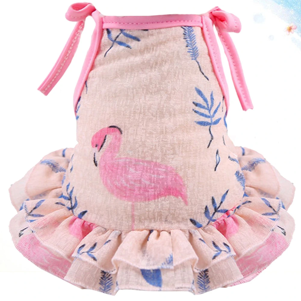 Hawaii Adorable Dog Clothes Creative Cat Dress Party Costume Fashion Pet Dress (Pink Crane, Size M)