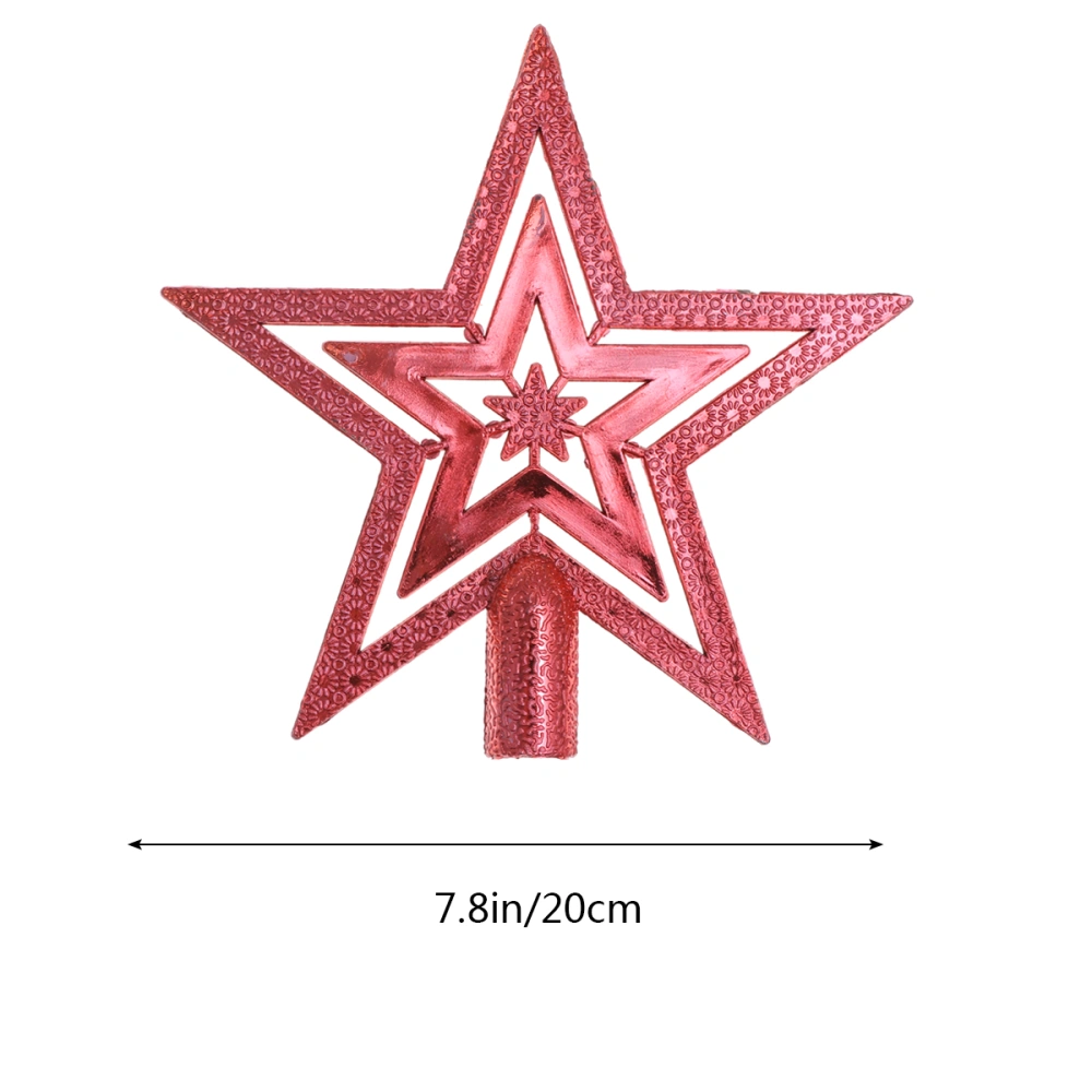 20cm Christmas Tree Topper Star Happy Christmas Treetop Star Festival Decoration (Red)