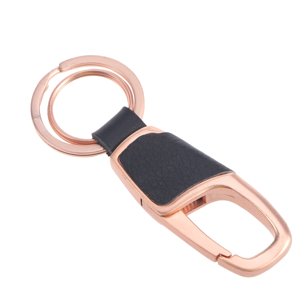 Men's Leather Key Ring Chain Metal Keychain for Home (Dual-ring - Rose Gold)