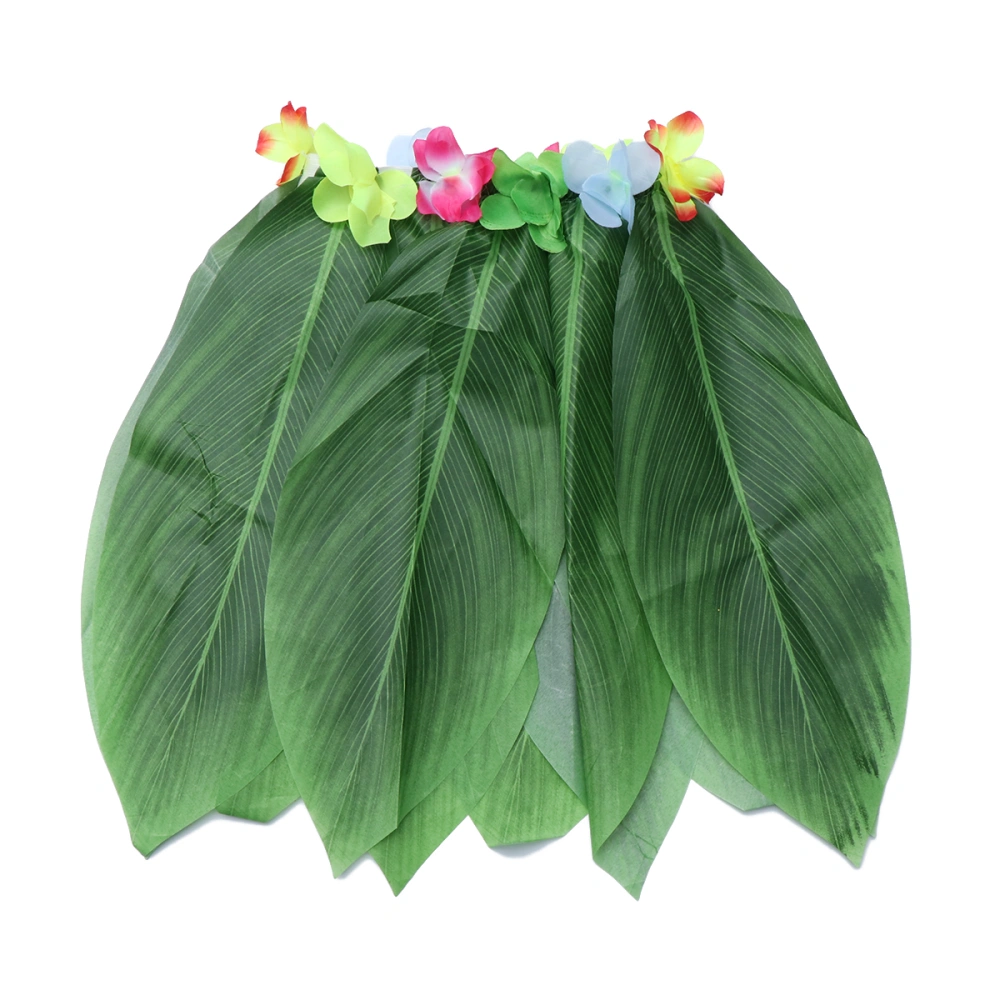 Hawaiian Grass Skirt Primitive Tribal Leaf Skirt Evening Performance Skirt for Beach Luau Party Supplies (Green)