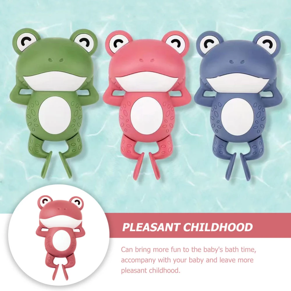 3Pcs Wind-up Frog-shape Toys Baby Bathing Playthings Playing Water Toys