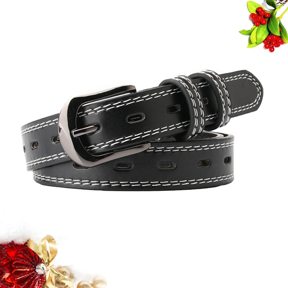 1pc PU Belt Fashion Jeans Decorative Belt Buclke Waist Belt Dress Jeans Strips for Women Ladies Girls (Black）