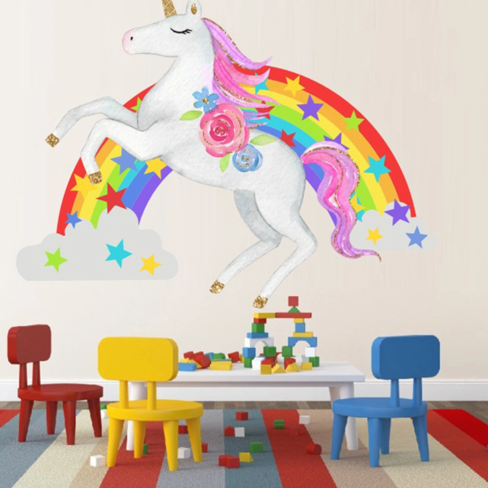 Rainbow Unicorn Wall Sticker Adorable Wallpaper Charming Wall Decal Decorative Sticker for Living Room Home Bedroom