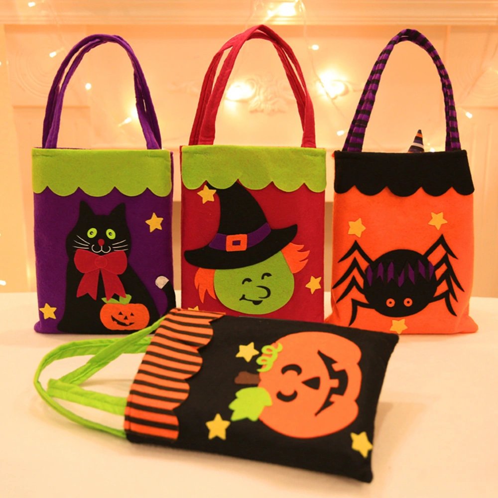 4pcs Halloween Non-woven Hand Bag Gift Bag Candy Biscuit Bag Shopping Bag