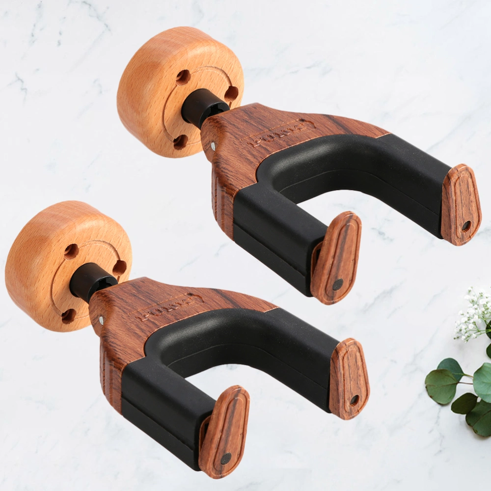 2Pcs Detachable Guitar Hangers Hook Holder Wood Metal Rubber Instrument Hangers Wall Stand (Random Color)