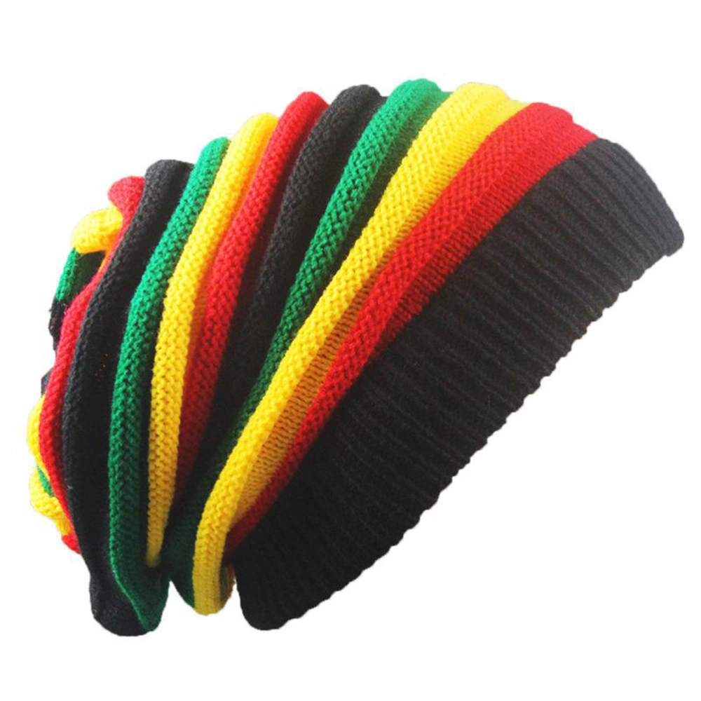 Colorful Wool Hip-Hop Pleated Hat Winter Knitted Warm Chunky Stretch Cable Knited Double Sleeve Caps Slouchy Beanie Hats