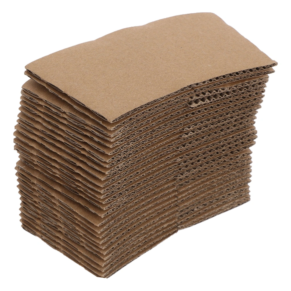 100pcs Paper Sleeves Disposable Corrugated Hot Cup Sleeves Heat Insulation Sleeves