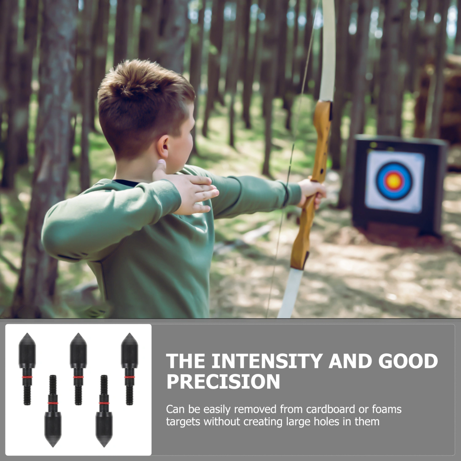 5Pcs Shooting Arrowhead Non-Slip Replacement Arrow Archery Accessories (Black)