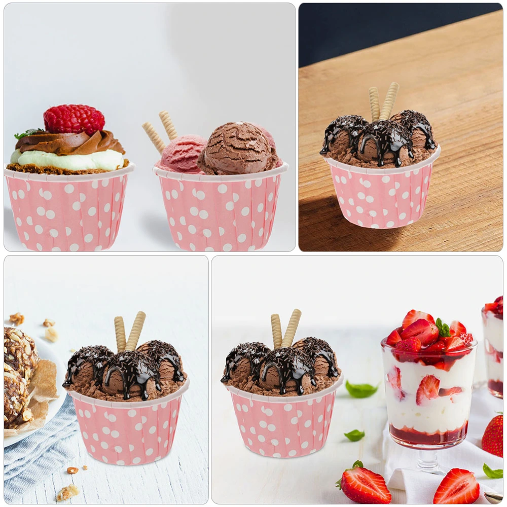 100Pcs Dessert Packaging Bowl Disposable Yogurt Bowl Ice Cream Paper Cup