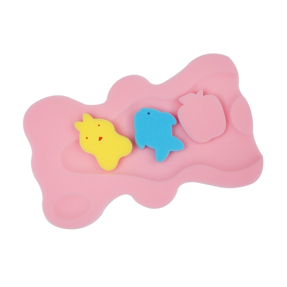 1PC Baby Bath Sponge Cushion Skid Resistance Infant Cartoon Bath Cushion Bathing Mat (Pink)