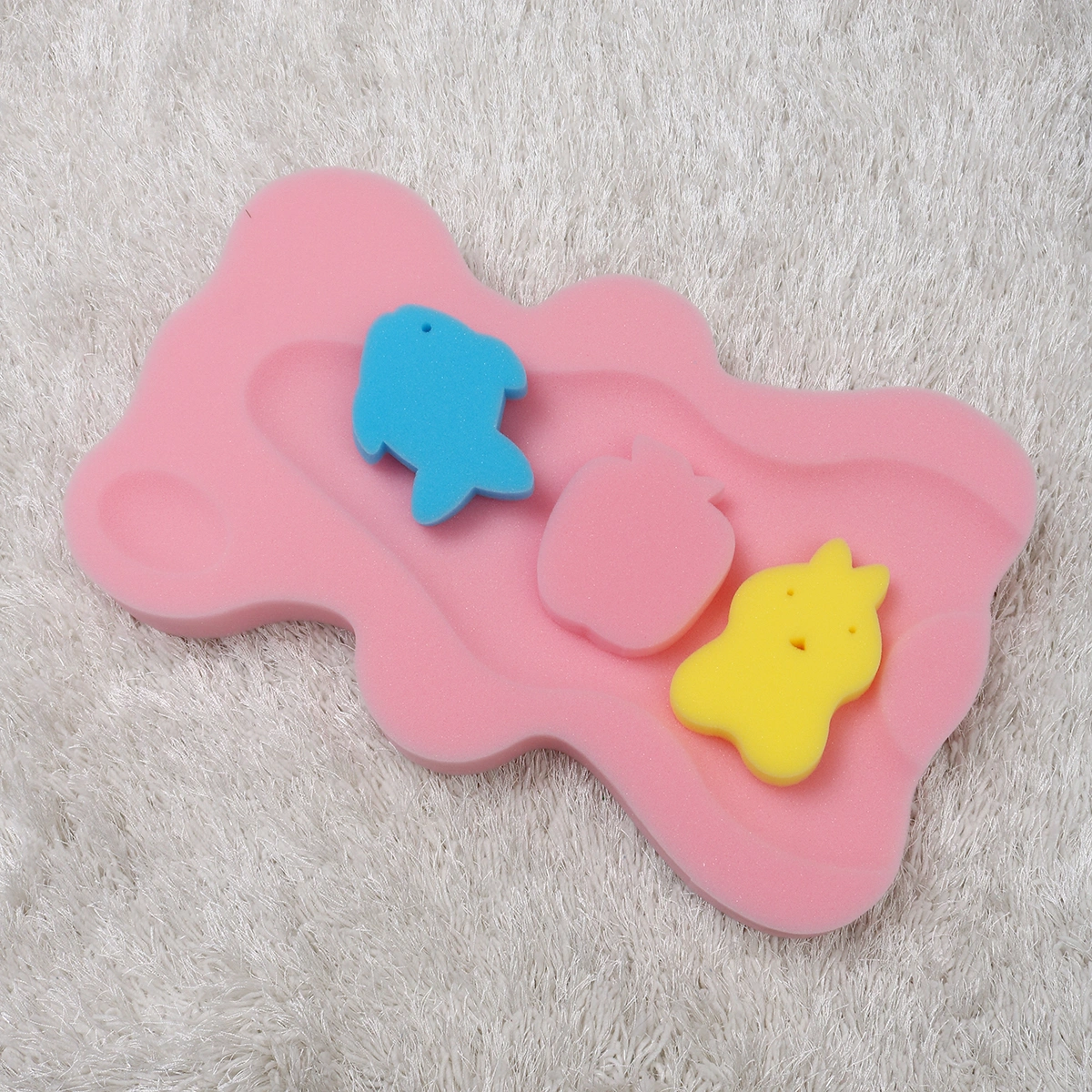 1PC Baby Bath Sponge Cushion Skid Resistance Infant Cartoon Bath Cushion Bathing Mat (Pink)