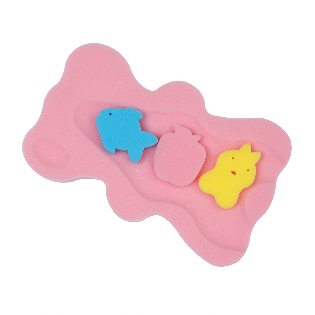 1PC Baby Bath Sponge Cushion Skid Resistance Infant Cartoon Bath Cushion Bathing Mat (Pink)