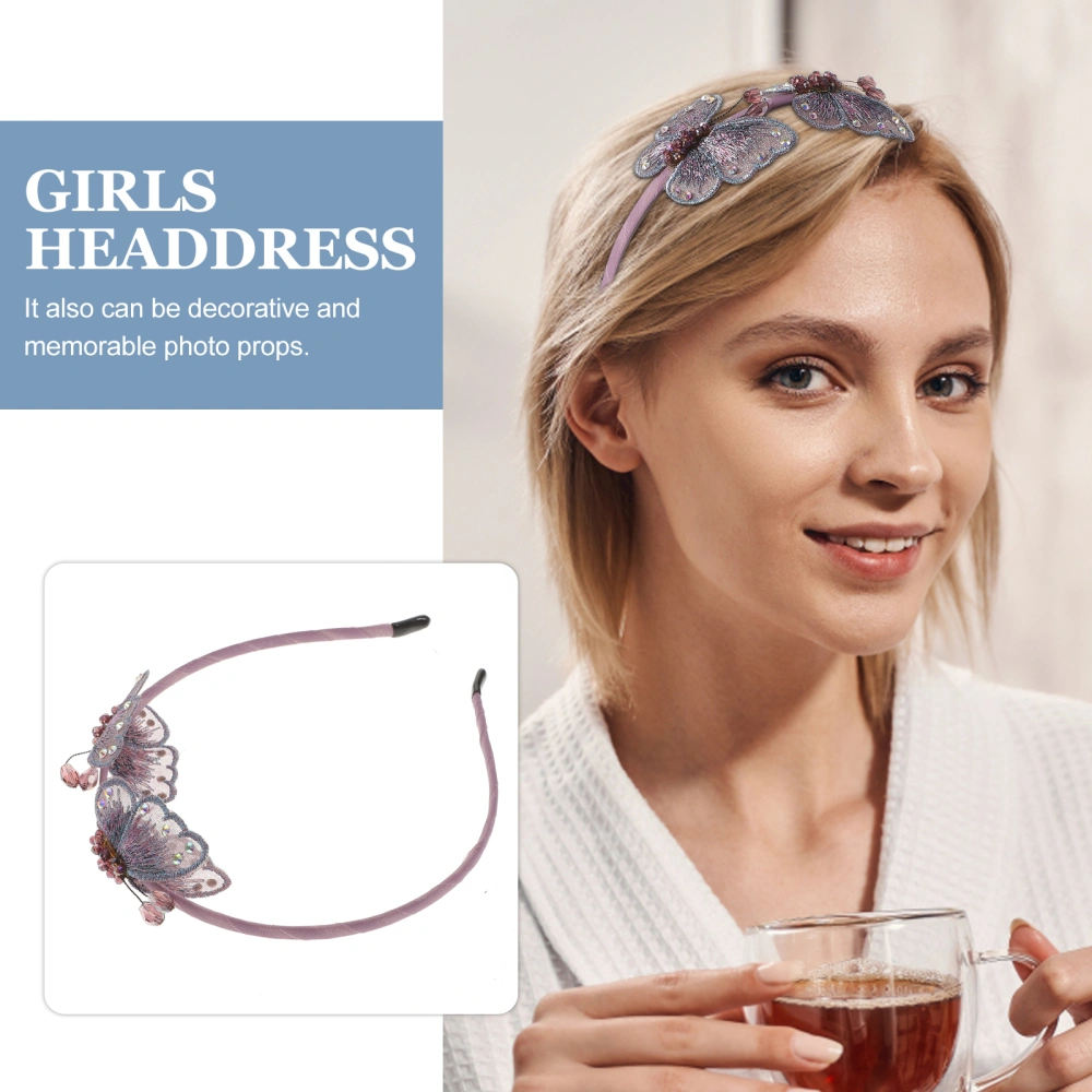 Artificial Crystal Headband Party Hair Hair Band Hair Accessories Purple