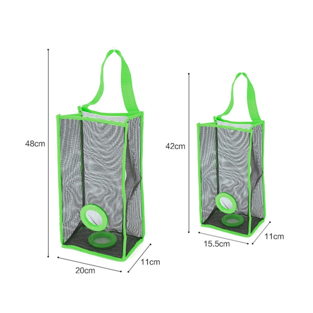 Hanging Folding Mesh Garbage Bag Organizer Trash Bags Holder Recycling Containers Storage for Kitchen - Size S(Green)