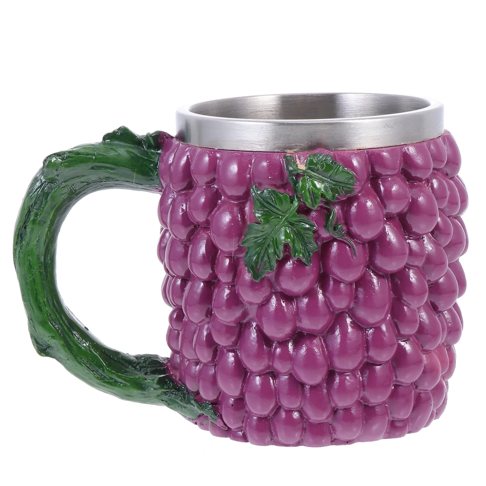 1Pc Outdoor 3D Fruit Mug Stainless Steel Beer Mug Creative Fruit Pattern Mug