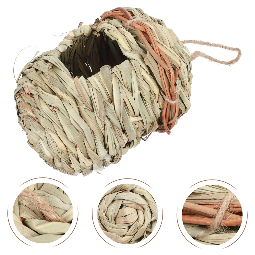 Bird House Pendant Woven Bird Nest Adornment Straw Garden Bird House Decor