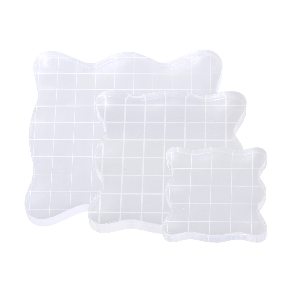 3pcs Acrylic Clear Rubber Stamping Blocks Set with Grid Essential Stamping Tools for Scrapbooking Crafts Making