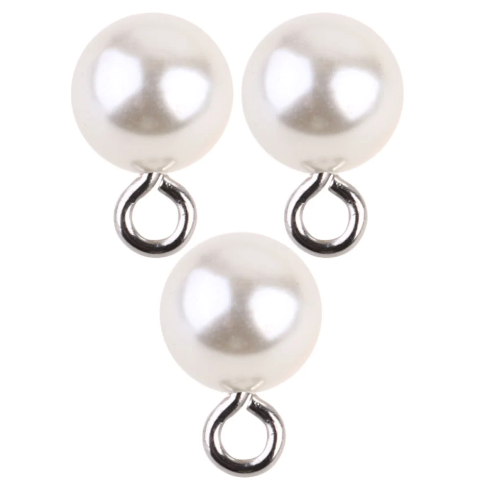 100pcs Simulated Pearl Pendant Eye Bolts Half Hole DIY Jewelry Accessory for Earring Necklace Making (White 0.8x0.8cm)