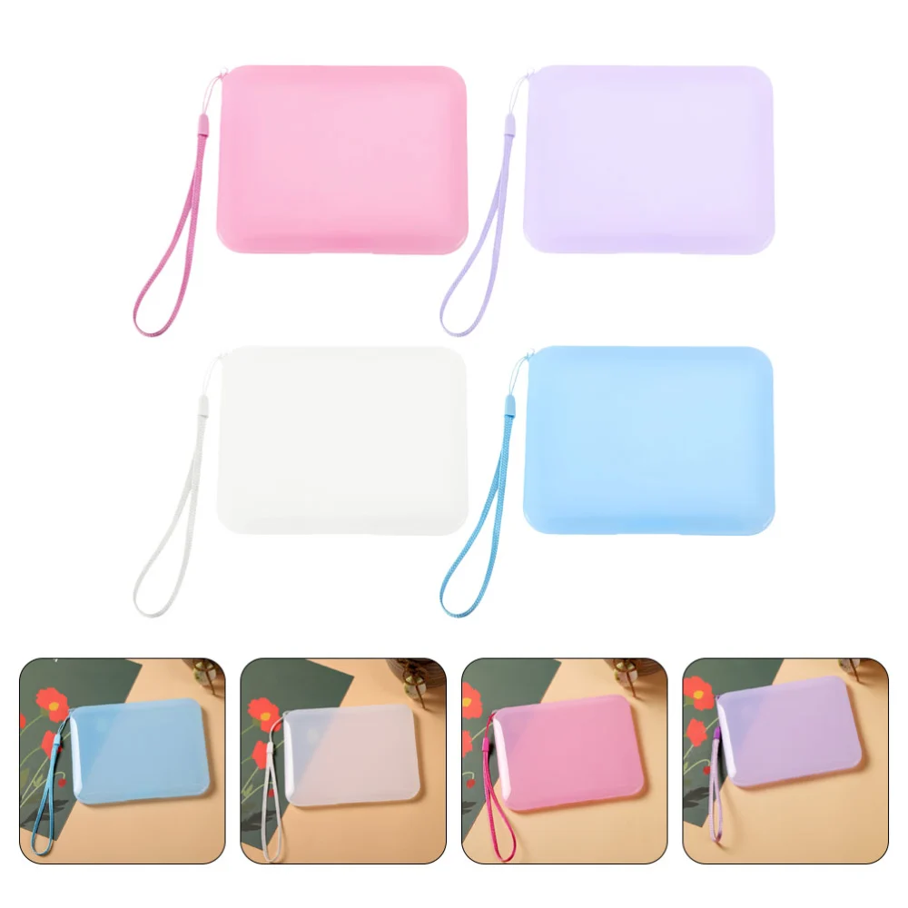 4pcs Masks Temporary Storage Holder Semitransparent Masks Covers Travel Masks Organizer