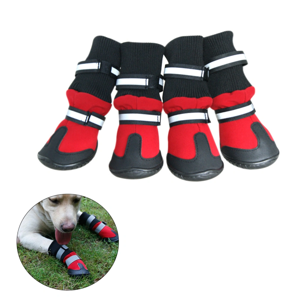 Anti Pet Snow Boots Protective Shoes Dog Rain Booties Size M (Red)