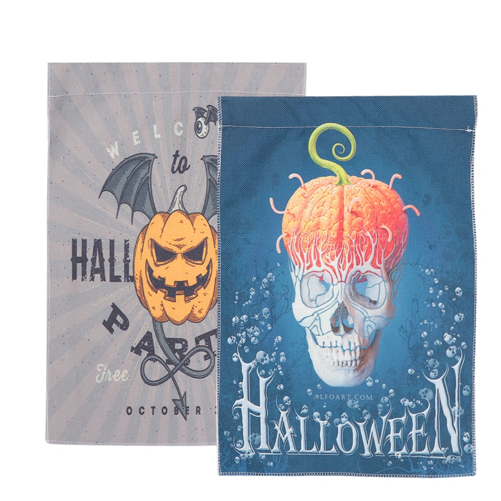 2pcs Halloween Flag Door Flag Festival Bunting Lovely Pumpkin Flag Bat Flag