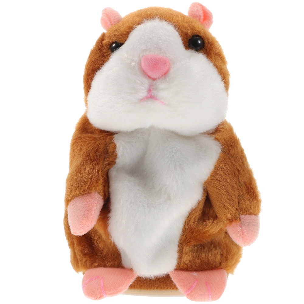 Talking Hamster Funny Plush Toy Repeats What You Say Mimicry Pet Toy Electronic Record Stuffed Animal Interactive Toy for Kids Early Learning Gift (Light Brown)