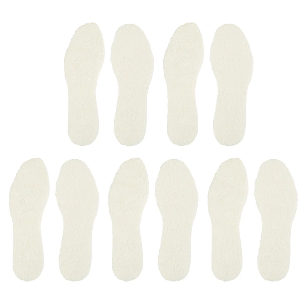 10Pcs Winter Insoles Thickened Warm Wool Shoe Pads Comfortable Insoles (White)