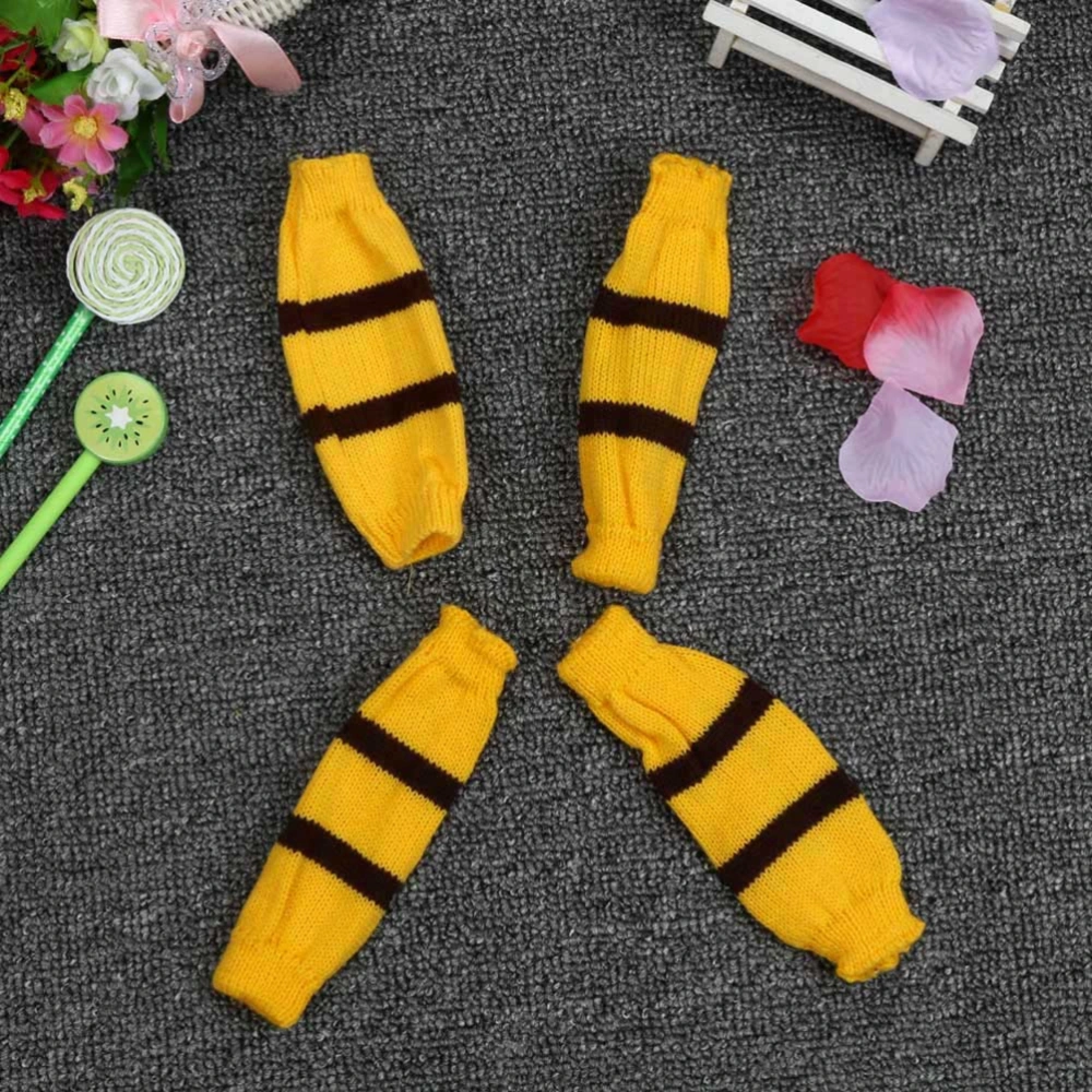 1 Set of Knitted Winter Dog Scarf Hat Set Dog Warm Costume Pet Festival Strpe Clothes Winter Accessories Size XXS Yellow and Brown