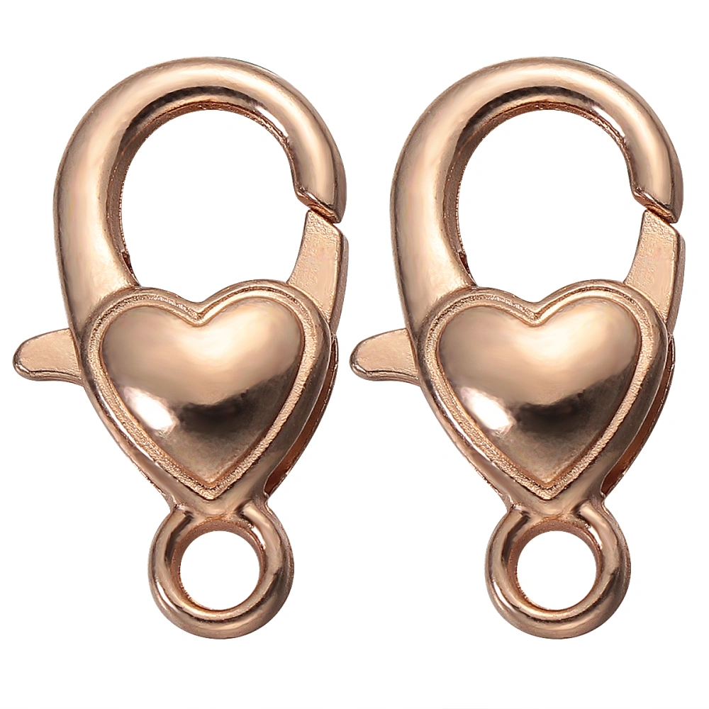 10pcs Heart Shape Lobster Clasps Alloy Charms DIY Accessory for Keychain Bag Jewelry Making (Golden)