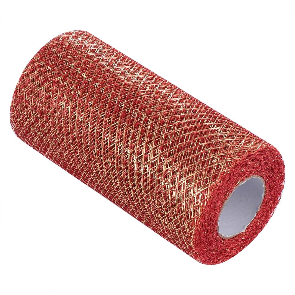 15cm Mesh Ribbon Roll Creative DIY Roll Party Decoration Gauze Roll (Red)