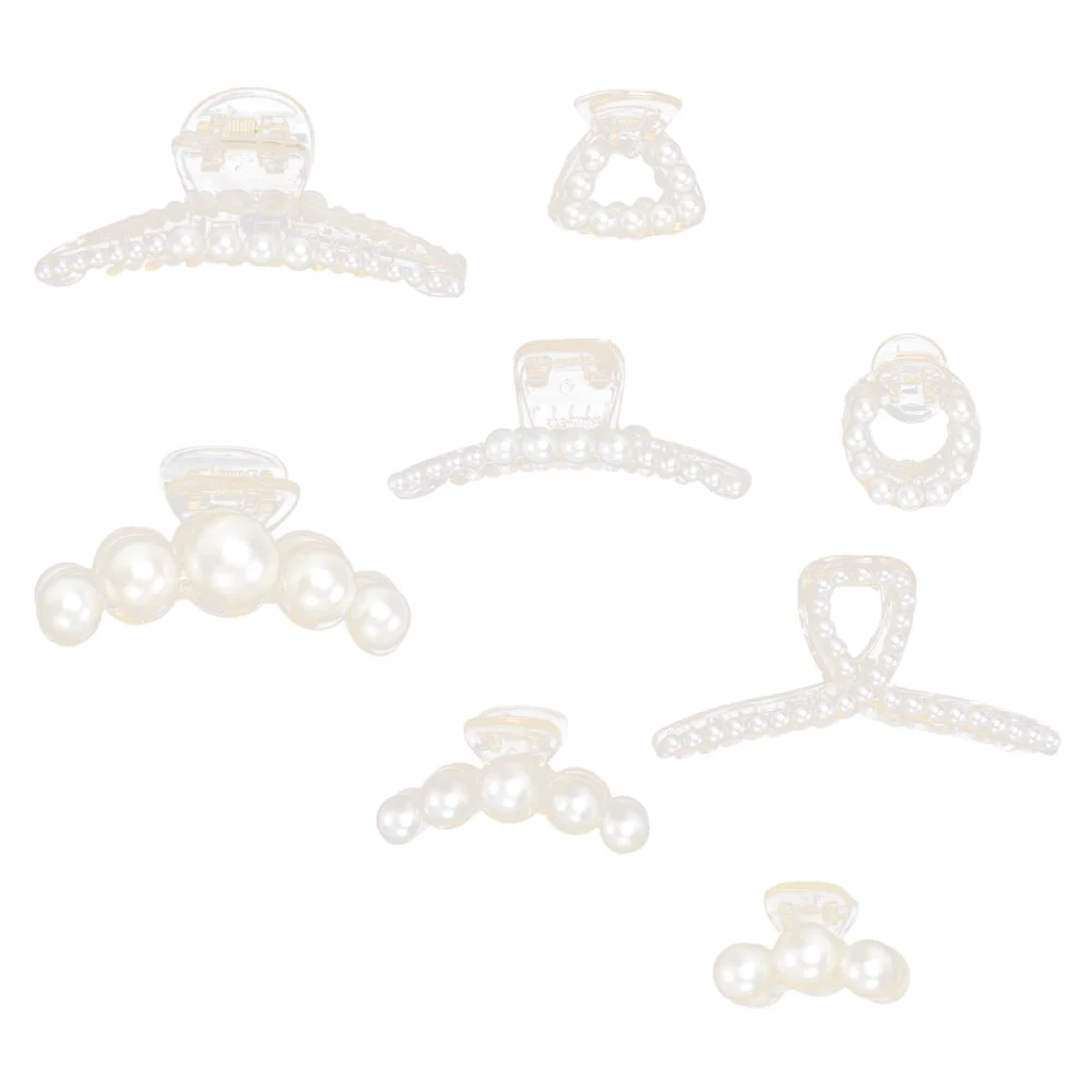 8PCS Pearl Claw Clip Girls Large Size Hair Clips Small Hairpins (8 Styles Mixed)