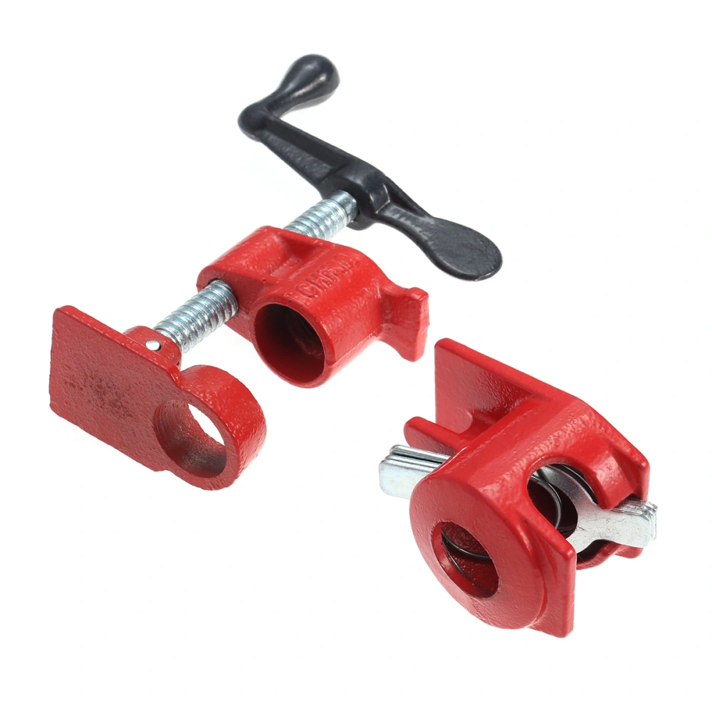 1/2 Wood Gluing Pipe Clamp Set Heavy Duty Woodworking Cast Iron for Woodworking Water Pipe Jointed Board (Red)