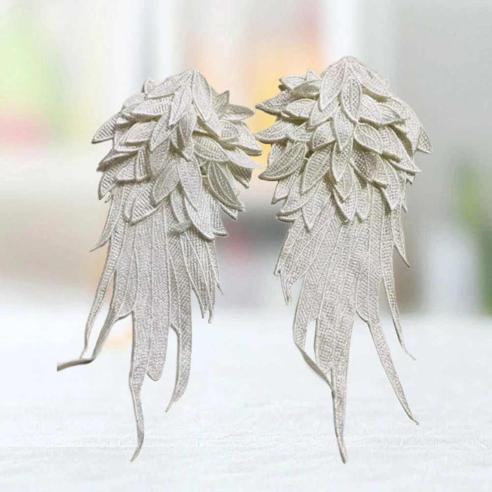 1 Pair of Embroidery Lace Women Shoulder Flowers DIY 3D Wing Clothes Decorative Accessories White