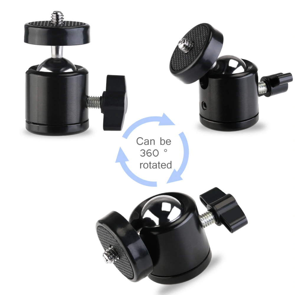 2 Pcs Mini Tripod Head Tripod Ball Head 1/4" Threaded Camera 360 Degrees Camcorder