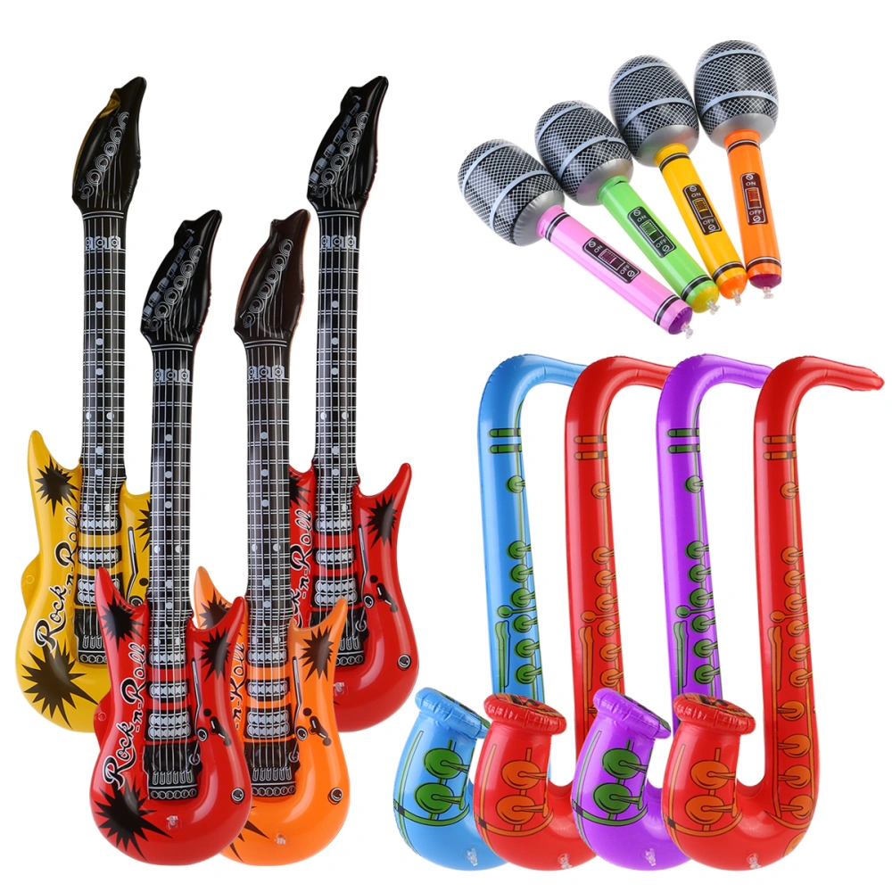 NUOLUX 12pccs Inflatable Tool Inflatable Guitar Saxophone Microphone Music Part Prop (Random Color)