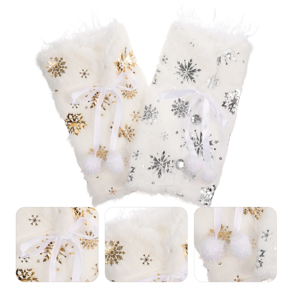 2Pcs Christmas Wine Bottle Cover Decorative Snowflake Wine Bottle Sleeve Decoration