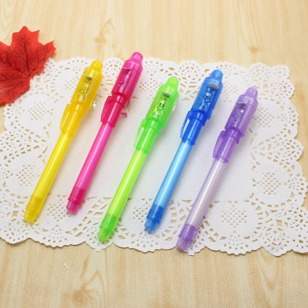 Invisible Ink Pen Pen Marker Secret Message Pen with UV Light for Currency Checking Kids Game (Purple)