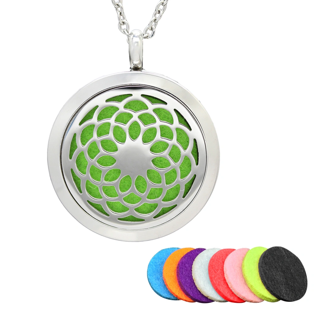 Aromatherapy Essential Oil Diffuser Stainless Steel Necklace Round Locket Pendant (Mixed Color)