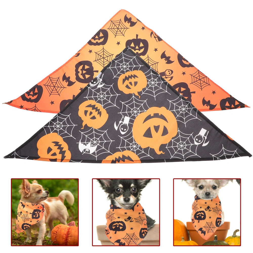 2Pcs Halloween Pet Scarf Dog Cat Saliva Towel Neckerchief Pet Supplies