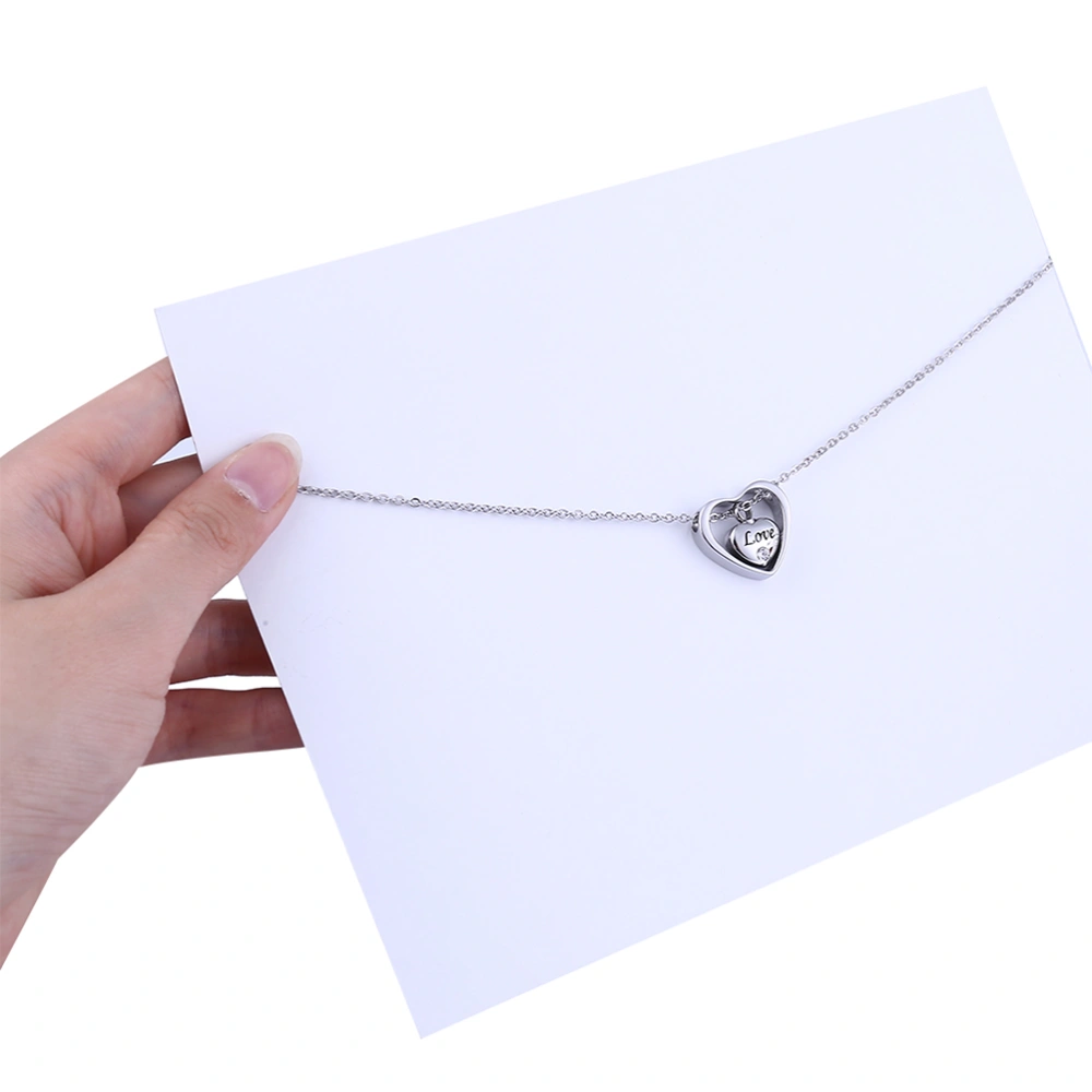 Double Heart Urn Necklace Stainless Steel Necklace Pendant Jewelry Gift Simple Hanging Necklace