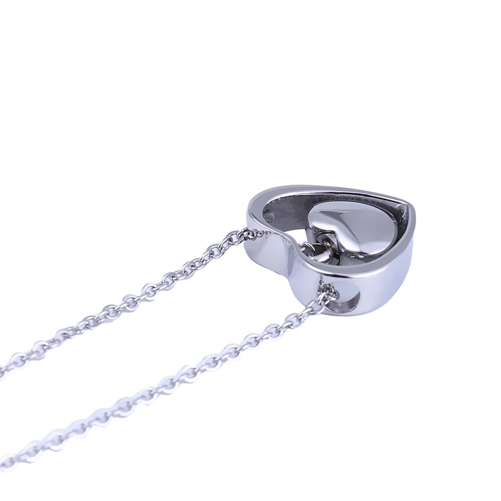 Double Heart Urn Necklace Stainless Steel Necklace Pendant Jewelry Gift Simple Hanging Necklace
