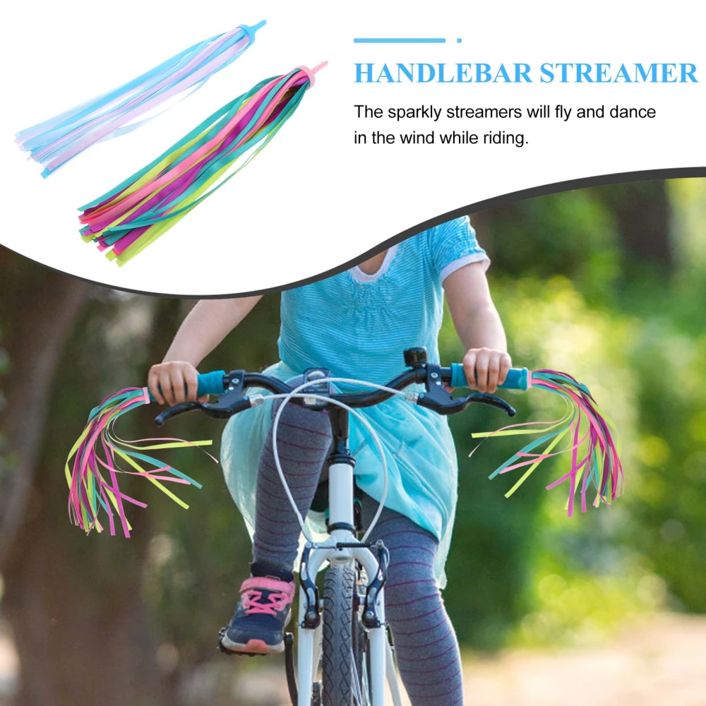 2 Pair Bike Handlebar Ribbon Bike Handle Streamer Kids Scooter Tassel Child Bike Accessories Handlebar Decor (Assorted Color)