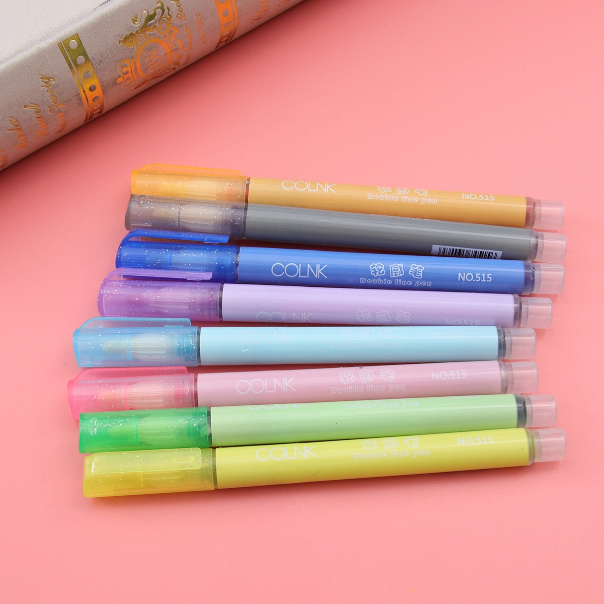 1 Box of 8pcs Nite Writer Pen Highlighter Pen Outline Pen Stationery Supplies Fluorescent Marker Pens for Students Officer (Colorful)